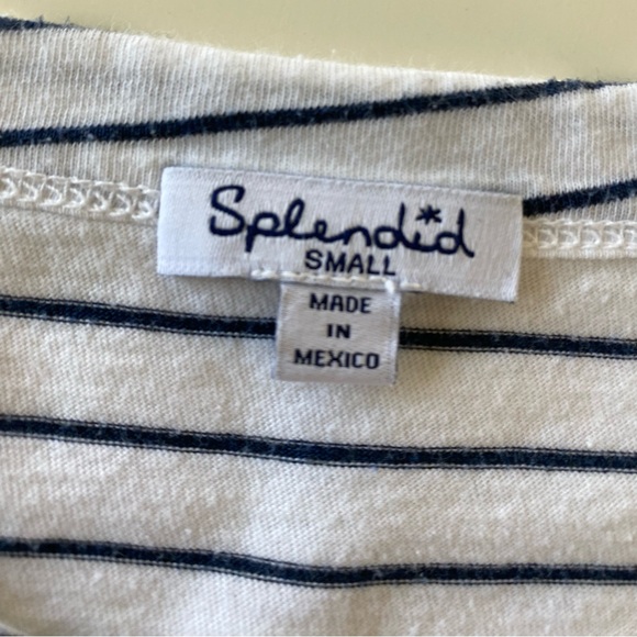 SPLENDID Striped Ruffle Shirt Sleeve T-Shirt Top - Picture 8 of 9